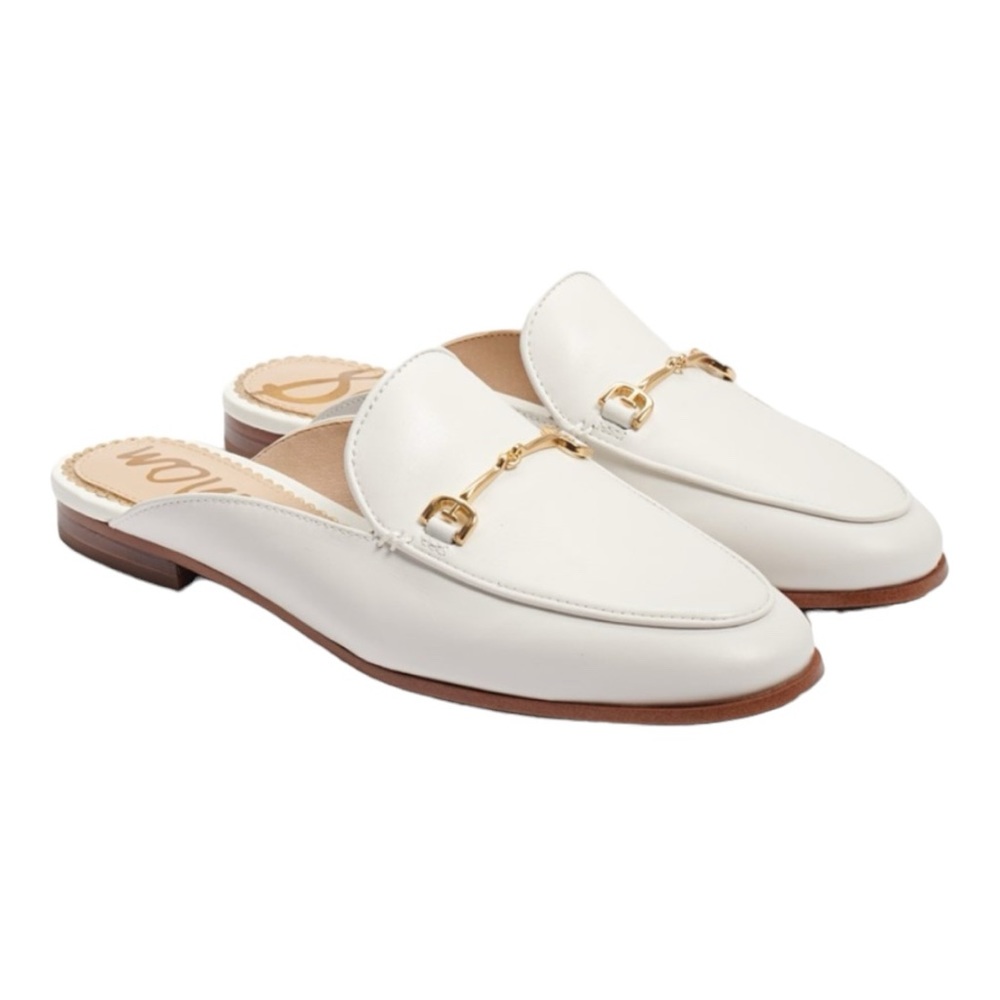 Sam Edelman White Leather Mini Bit Mule size 8 in excellent condition